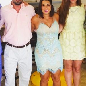 Light blue mint lace overlay dress